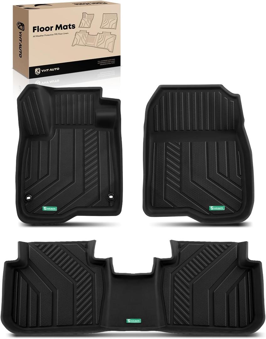 YHTAUTO Automotive Floor Mats Compatible with Honda CRV 2023 2024 2025 2026, TPE Floor Liners All-Weather Protection Custom Fit, 1st & 2nd Row, Set of 3