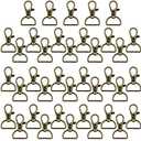 Hotop 35 Pieces Swivel Clasps Lanyard Snap Hooks Keychain Clip Hook Metal Lobster Claw Clasp with D Rings for Keychain Purse Hardware Sewing Craft Project(25 mm,Bronze)
