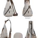 KL928 Canvas Sling Bag - Small Crossbody Backpack Shoulder Casual Daypack Rucksack for Men Women(Large Version,Leaden)