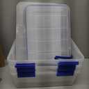 IRIS USA WeatherPro 27 & 44 Qt Storage Bins with Lids, 4 Pack, BPA-Free Plastic Gasket Box with Tight Latch and Seal, Stackable Nestable Tote Tub - Clear/Blue