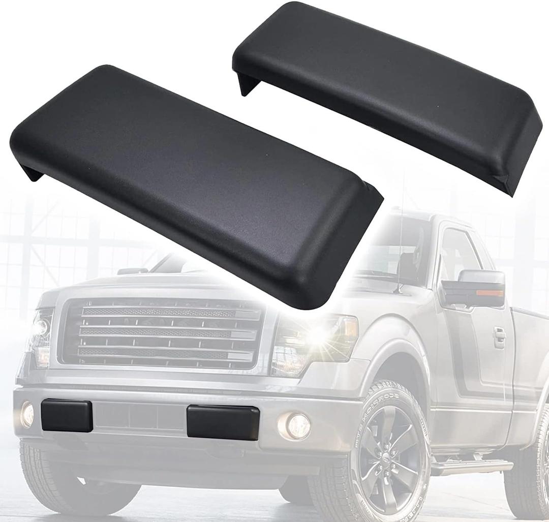 Front Bumper Pad 2009-2014 Compatible with Ford F-150 F150 Bumper Cover Trim (Set) Driver Side and Passenger Side Front Bumper Guards Inserts Bumper Pads Caps Textured Black