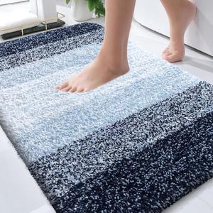 OLANLY Bathroom Rugs Mat 36x24, Extra Soft Absorbent Microfiber Bath Rugs, Rubber Backing, Quick Dry, Machine Washable Bath Mats for Bathroom Floor, Tub and Shower, Home Decor Accessories, Navy Blue