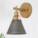 KSANA Gold Wall Sconces Lighting Fixture, Modern Vintage Wall Mounted Lamp 1-Light for Bedroom, Bathroom, Living Room, Antique Brass and Black Silver Finish
