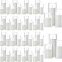 Shihanee 108 Pcs Pillar Candles and Glass Cylinder Vases Clear Cylinder Holders for Slim Pillar Candles Table Decorations, Total 54 Sets (White, 108 Pcs)