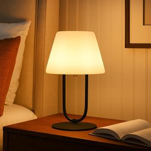 FUYO Cordless Table Lamp Waterproof, Rechargeble Shower Lamp, 3 Color-Temps & Dimmable Touch Desk Lamp, LED Night Light for Bathroom Patio Camping Restaurant Home (Black)