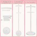 Bucherry 1 Pack Baby Clothes Display Stand Wooden Baby Shower Centerpiece Adjustable Height Circle Shaped Dress Hanger Doll Dress Outfit Stand Rack Hand Assembled Hangers Display Set (White Color)