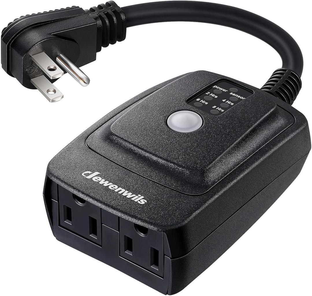 DEWENWILS Outdoor Timer for Lights, Waterproof Outlet Timer with 2 Grounded Electrical Outlets, for String Light, 15A 1/2HP, UL Listed