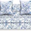 Chinoiserie Printed Sofa Cover Stretch Couch Cover with Throw Pillow Case Blue White Floral Sofa Slipcover for Living Room Decoration(2 Seat)