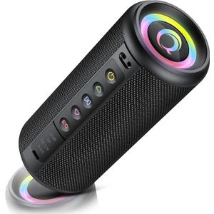 dotn Portable Bluetooth Speaker, 2026 Bluetooth 5.4 Wireless Speaker with 20W HD Loud Stereo Sound, 20H Playtime, LED Lights, IP7, TWS Pairing, Built-in Mic, for Outdoor, Home, Beach, Party, Gift