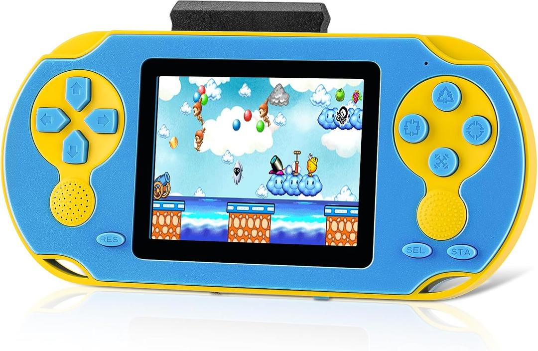 16 Bit Handheld Game for Kids, Video Game Player with Built in 230 HD Games, 3.0'' Screen Retro Electronic Machine with 3 Cartridges, Portable Rechargeable Games for Ages 3-12(Blue)