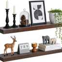 30x6.8x1.7in Solid Wood Floating Wall Shelf Set of 2 Walnut Finish, 30x6.8x1.7-2pack