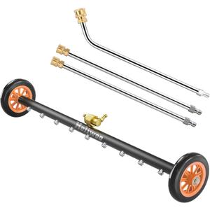 Undercarriage Pressure Washer Attachment, Upgrade 30 Inch Power Washer Water Broom with 9 Nozzles, Dual-Function Underbody Car Wash Surface Cleaner with 3 Pieces Extension Wand- 4000PSI