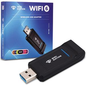 WiFi 6 AX1800 2T2R, USB 3.0 Chipset: RTL8832AU, WiFi Dongle Adapter | 802.11ax Gigabit Wireless Network Card Adapter | 5GHz/2.4GHz | WPA3 Network Security | Windows 7/10/11