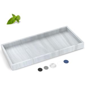 Silicone Bathroom Tray,Shatterproof Bathroom Vanity Tray,High-Grade Silicone Durable Rectangle Tray for Bathroom Trays for Counter Soap Dispenser Tray-Large 10.6 * 5.1 in (Marble Pattern)