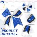 6PCS Glitter Cheer Bow Large Cheer Bows Rhinestones Hair Bows Girls 8"Cheerleading Bows Bulk Elastic Band Ponytail Holder for Teen Girls College Sports Competition