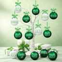 Vinsot 12 Pcs St. Patrick's Day Ball Ornaments 2.4 Inch White Green Shamrock Bulb Ornaments Irish Hanging Tree Decorations St. Patrick's Day Decorations for Home Tree Festival Party Decor