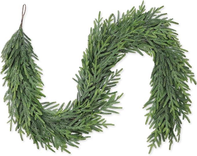 6FT Christmas Pine Garland - Real Touch Green Garland - Artificial Realistic Cedar Garlands for Mantel, Staircase, Tabletop - Indoor Outdoor Winter Christmas Decor