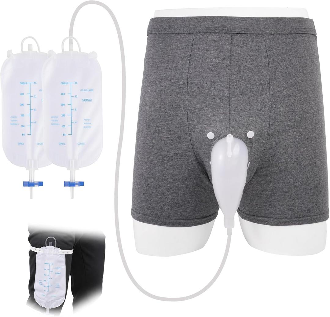 Wearable Urinal for Men, External Catheter with Breathable Underwear, Reusable Spill-Proof Urine Collector for Men,Portable Incontinence Care for Elderly, Bedridden.S Size)