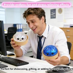 2026 New Glitter Dumpling Squishy Box, Stress Relief, Soft Squeeze Decompression Dough, Glitter Dumpling Squishy for Stress Relief (Transparent+Blue)