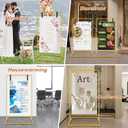 Nisoger Wedding Welcome Sign Stand, 68x31x 20 Heavy Duty Easel Stand for Sign with 4 Leather Strap, Welcome to Our Wedding Sign Holder, Metal Floor Standing Easels for Signs, Poster, Gold