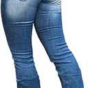 Flamingals Boot Cut Jeans for Women Trendy Stretch Jeans Butt Lifting Tummy Control Denim Pants Sea Blue 2XL (Blue, L)