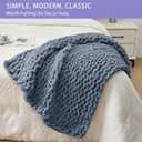 Bigacogo Chunky Knit Throw Blanket for Couch, 40x40 inches, 100% Hand Knitted with Thick Jumbo Chenille Yarn, Cozy Soft Large Rope Knot Cable Crochet Blankets for Sofa Bed Living Room, Cold Sea Blue