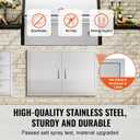 VEVOR BBQ Double Door, 35W x 24H Inch Stainless Steel Flush Mount Vertical Door with Handles, for Grilling Station