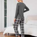 difficort Womens Pajama Sets Long Sleeve Sleepwear Soft Pjs Nightwear Lounge Sets with Pockets (L)