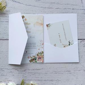 White Matte Invitation Pocket Folders With Envelopes For Wedding Engagement Bridal Shower Baby Shower Birthday 20 sets (white)