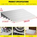 Door Threshold Ramp 5" Rise Door Ramp Aluminum Entry Ramp or Doorways Rated 800 lbs Load Capacity forWheelchair Scooters Power Chairs Walkers Metallic