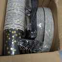 AIRE 175PCS Black and Gold Paper Plates Party Supplies for 25 Guests Disposable Party Decorations Dinnerware Golden Dot Black Paper Plates Napkins Cups Gold Plastic Forks Knives Spoons for Parties