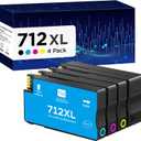 712XL 712 Ink Cartridges High Yield Compatible Replacement for HP 712XL 712 XL 712 Ink Cartridges for DesignJet T650 T630 T230 T210 Studio Plotter Printer (4 Pack, Black, Cyan, Yellow, Magenta)