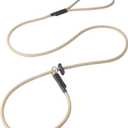 Slip Lead Dog Leash Strong Nylon Training Rope with Spring-Loaded Adjustable Stopper 5/16" x 5ft -No Pull Heavy Duty Leash for Small Medium Large Dogs(Khaki, 5 FT)