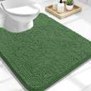 OLANLY Toilet Rugs U-Shaped 24x20, Extra Soft Absorbent Chenille Contour Bathroom Rugs for Toilet, Dry Quickly, Machine Washable, Non-Slip Bath Mat, Olive Green