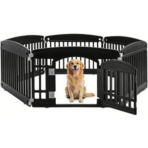 Simple Deluxe 24" 6-Panel Dog Playpen, Durable Pet Playpen with Secure Locking Door for Puppies & Small/Medium Dogs, Portable & Foldable Pet Fence, Black