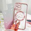 Fiyart Designed for iPhone 11 Pro Case,Compatible with MagSafe Love Heart Plating Camera Protection TPU Magnetic Glitter for Women Girls Shockproof Phone Bumper 5.8"-Pink