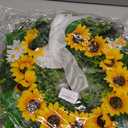 Front Door Wreath Sunflowers and Daisies, 20" Spring Wreaths for Front Door, Wreaths for Front Door w/Long Door Hook, Optional Reversible Welcome and Blessed Sign Spring Wreath, Front Door Decor
