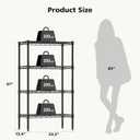 DUMOS 4-Tier Metal Wire Storage Shelves, Adjustable Standing Storage Rack Shelf, Heavy Duty Steel Shelving Unit Organizers for Kitchen Bathroom Pantry Garage, 23.3" W13.4" D47" H, Black