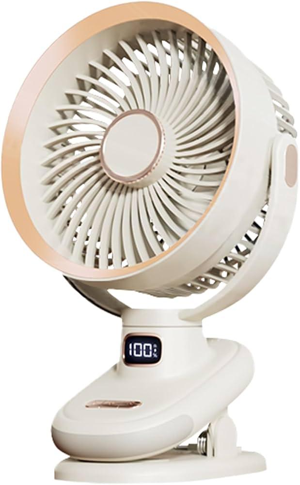Oscillating Table Fan, Small USB Fan with Battery Operated, 6.5'' Super Quiet Desk Fan with 5 Speeds, 8H Timer, Suitable for Home Office Camp Travel (White)