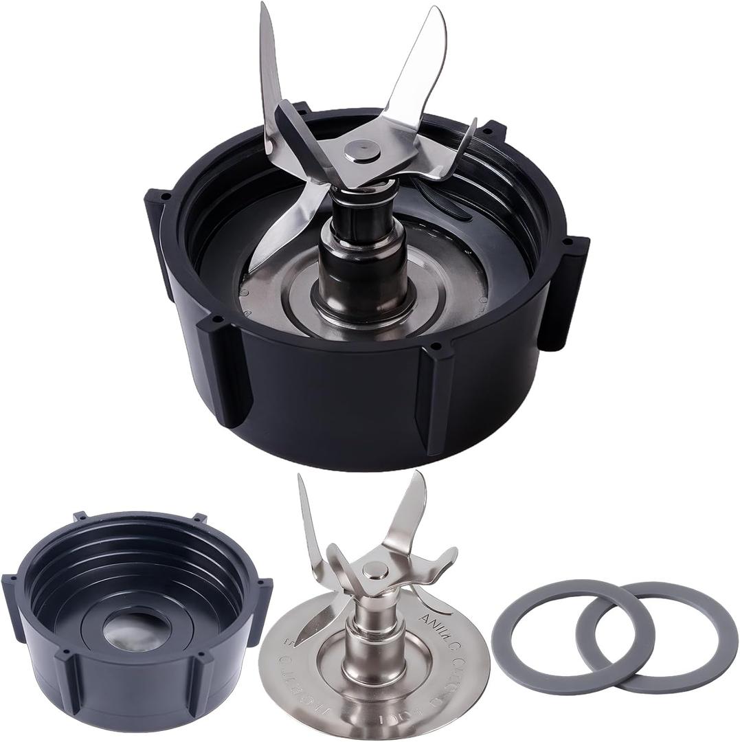 Oster Blender Replacement Parts Kit - 6-Fin Ice-Crushing Blade, Jar Base Cap, and Two Rubber O-Ring Gaskets (4-Piece Accessory Refresh Set)