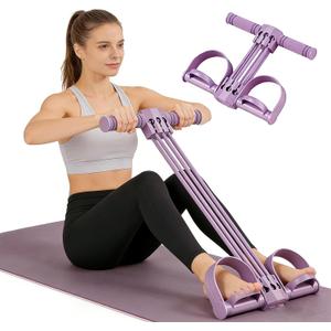 Pedal Resistance Band with Handle, 6-Tube Multifunction Stretching Workout for Abdomen Waist Arms Legs Training (Purple)