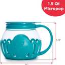 Ecolution Patented Micro-Pop Microwave Popcorn Popper with Temperature Safe Glass, 3-in-1 Lid Measures Kernels and Melts Butter, Made Without BPA, Dishwasher Safe, 1.5-Quart, Teal
