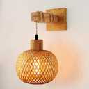 Rattan Wall Sconce Lighting - Frideko Rattan Lamps for Bedroom, Farmhouse Rustic Wall Mount Boho Vintage Sconces Light Fixture Indoor for Living Room(Bulb NOT Included) (Orange(1pc)
