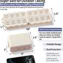 Foldable & Portable Pill Organizer 2 Times A Day with Extra Compartments - Etched Labels - Weekly 7 Day AM PM Medicine Box, Week Daily Travel Pill Case Holder Dispenser for Vitamin, Supplement - Khaki