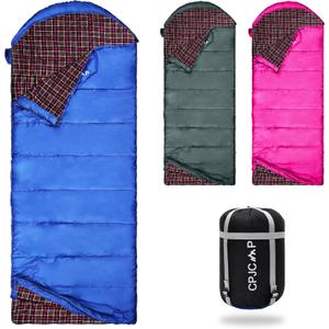 0 Degree Sleeping Bag for Cold Weather,100% Cotton Flannel XXL for Adults Big and Tall Cold Weather Winter Zero Degree Camping,Free Compression Sack (Blue)