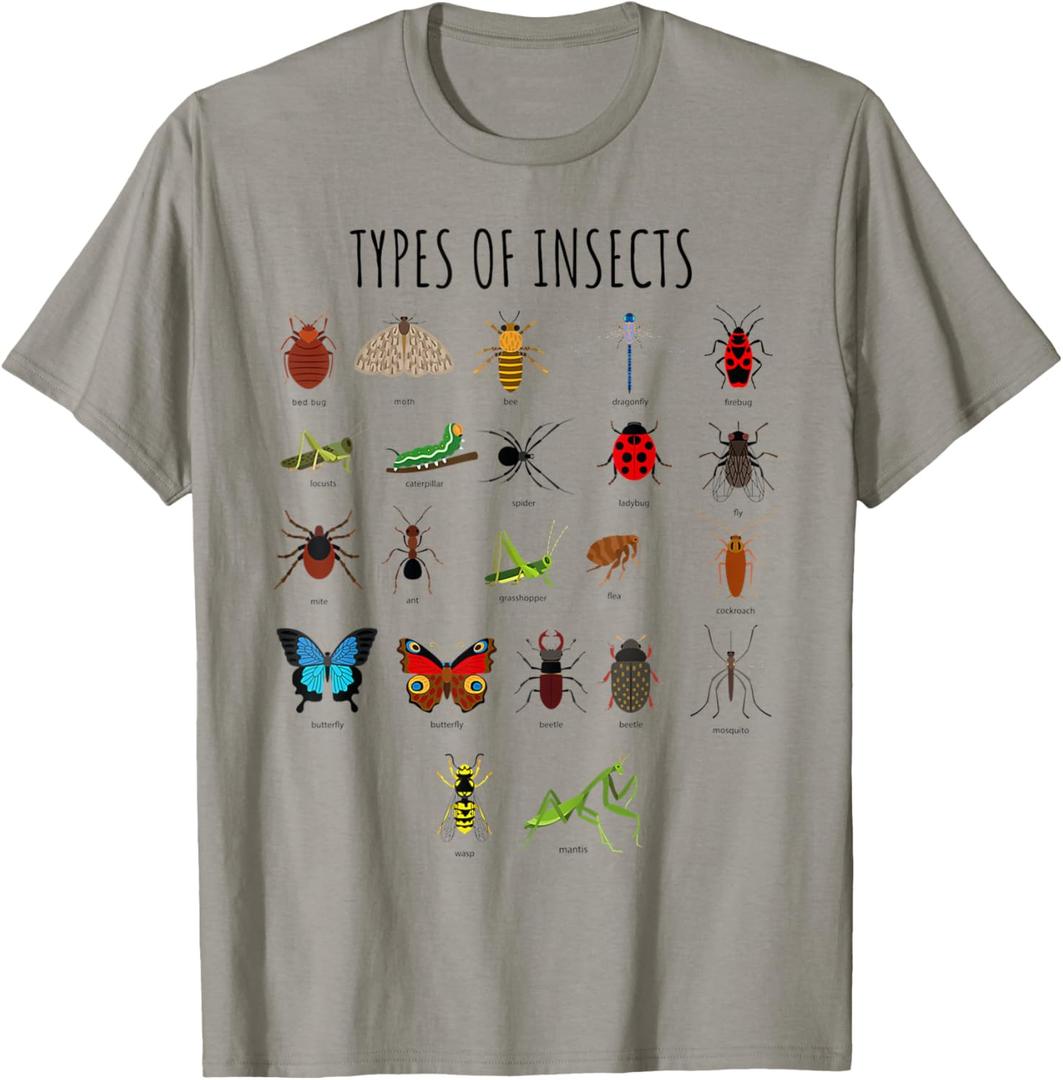 Kids Types Of Insects Bug Identification Science T-Shirt (Small)
