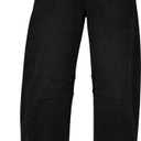 GRAPENT Barrel Jeans for Women Trendy High Waisted Wide Leg Baggy Cropped Relax Fit Stretch Denim Trouser Ankle Pants (Black, S)