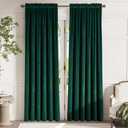 jinchan Velvet Blackout Curtain for Living Room Thermal Insulated Bedroom Curtains 90 Inch Long Soft Luxury Vintage Privacy Curtain Emerald Green Room Darkening Drape Home Decor, Rod Pocket 1 Panel