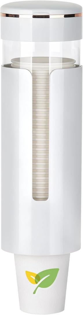 Cup Dispenser, Pull Type Water Cooler Cup Holder Fit 4oz-7oz Disposable Cups, Pull Type Cup Holder for Bathroom, Office, Break Room, Gym, White
