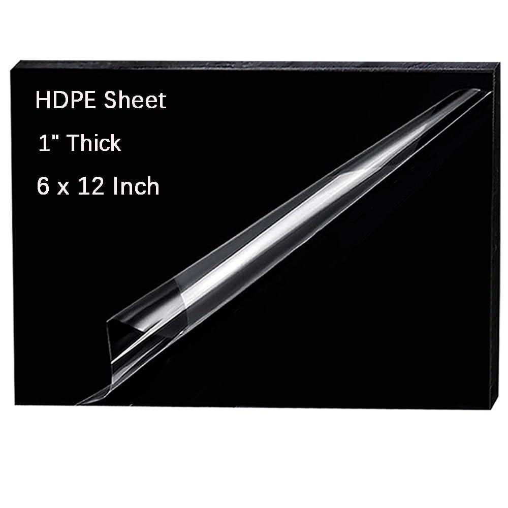 High-Density Polyethylene (HDPE) Plastic Block 1" Thick - 6" x 12" HDPE Plastic Sheet for Machining,Home Improvements,DIY Projects(Black PE Sheet 1 PCS)